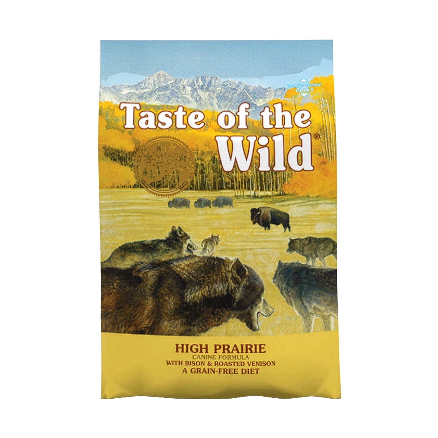Taste of the Wild High Prairie para Perros Adultos alimento seco en bolsa con lobos y bisontes en pradera, receta grain free