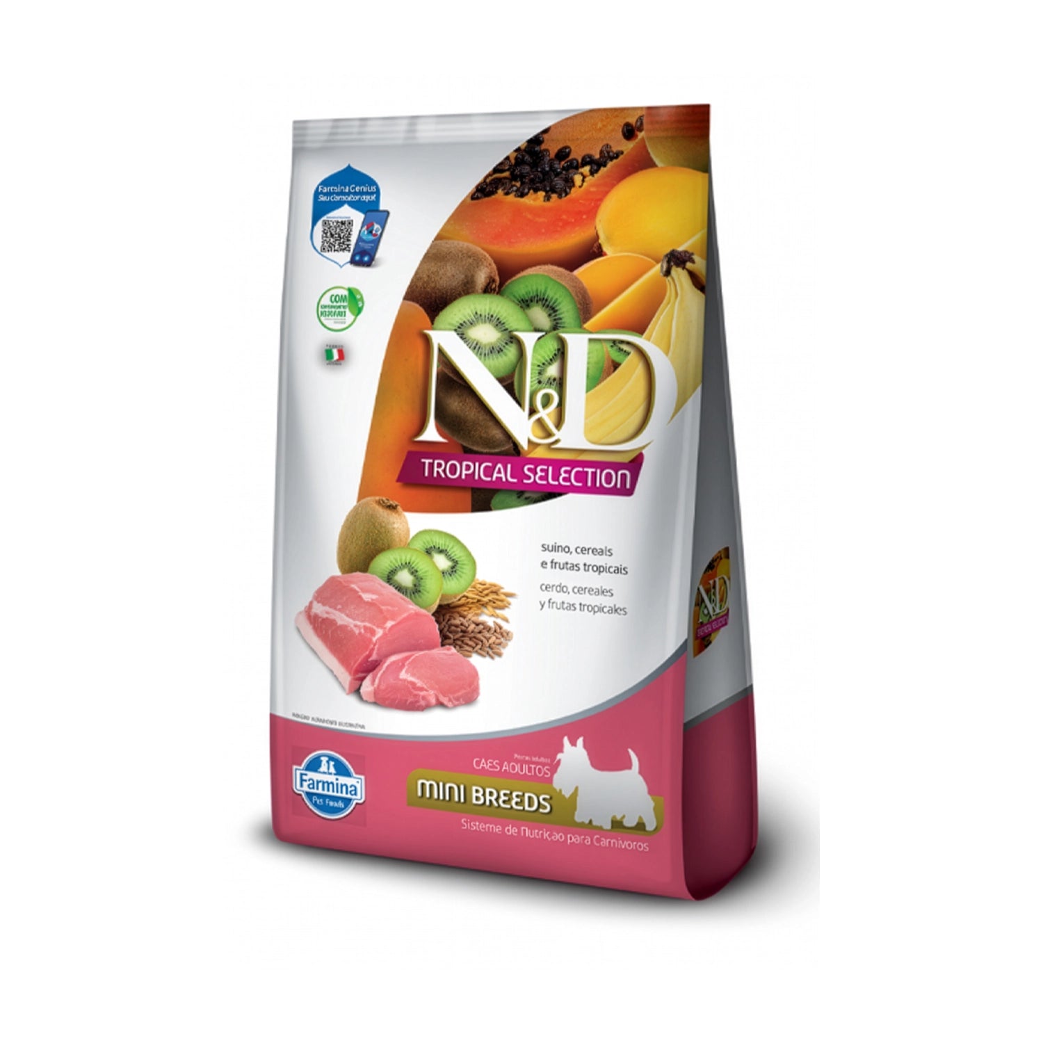 N&D Tropical Selection Cerdo para Perros Pequeños y Mini, alimento Farmina con cerdo, cereales y frutas tropicales.