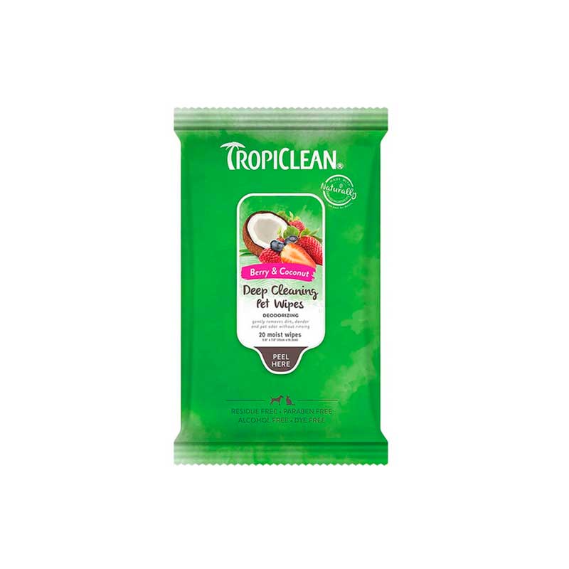 Tropiclean Toallitas Húmedas Frutos Rojos y Coco 20 Unidades