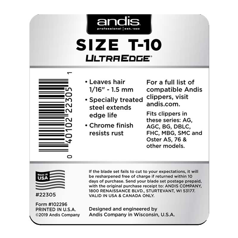 Cuchilla Desmontable Andis UltraEdge Tamaño T-10