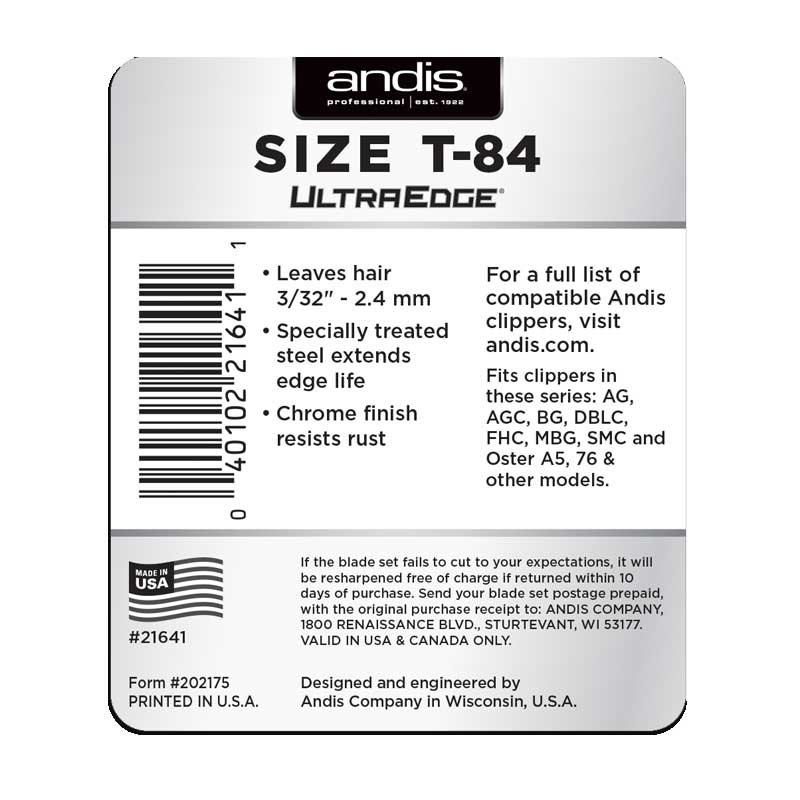 Cuchilla Desmontable Andis UltraEdge Tamaño T-84