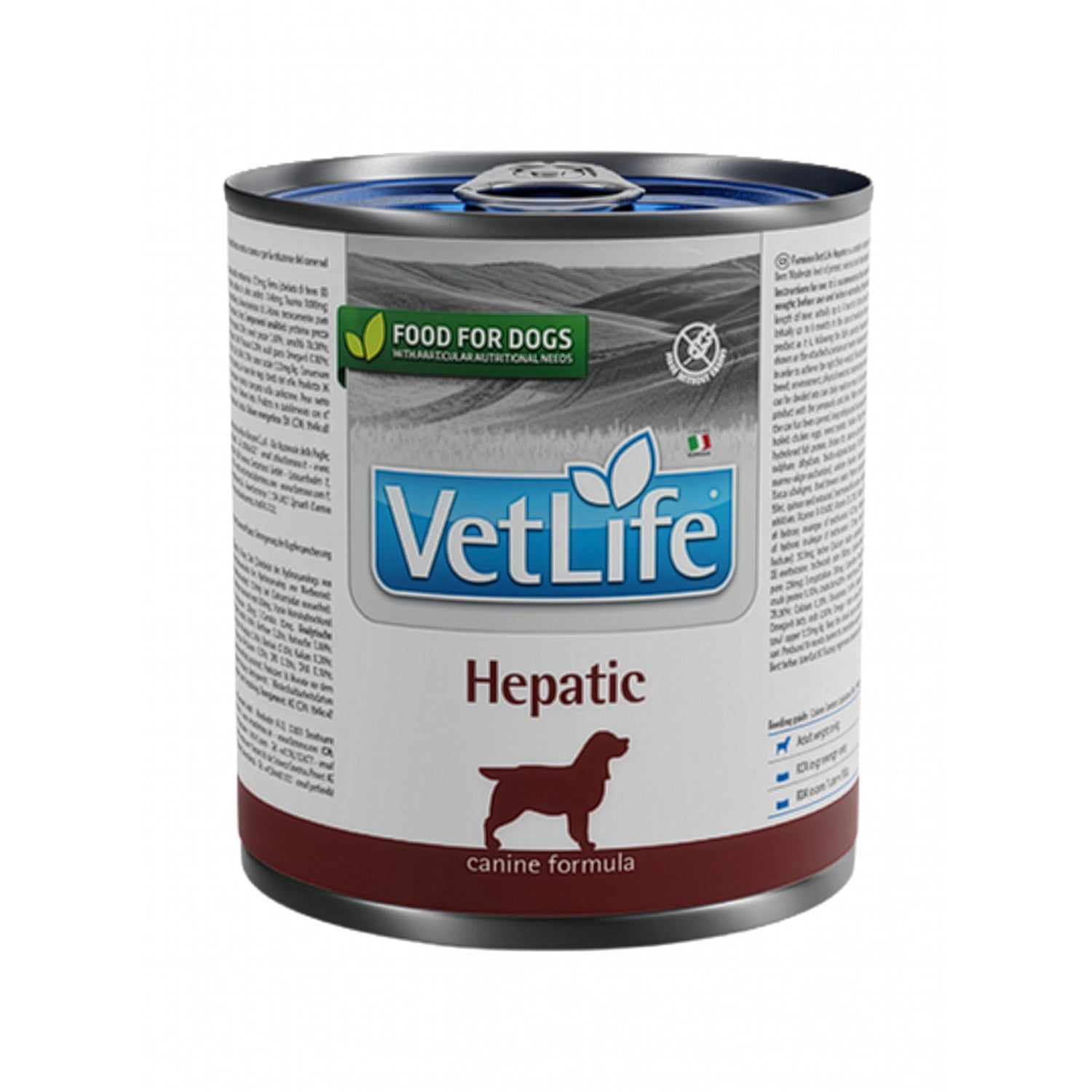 Vet Life Lata Hepatic para Perros, alimento húmedo veterinario en lata con fórmula canina de soporte hepático.