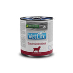Vet Life Lata Gastrointestinal para Perros comida húmeda Farmina en envase metálico blanco con detalles rojos, indicada para trastornos digestivos