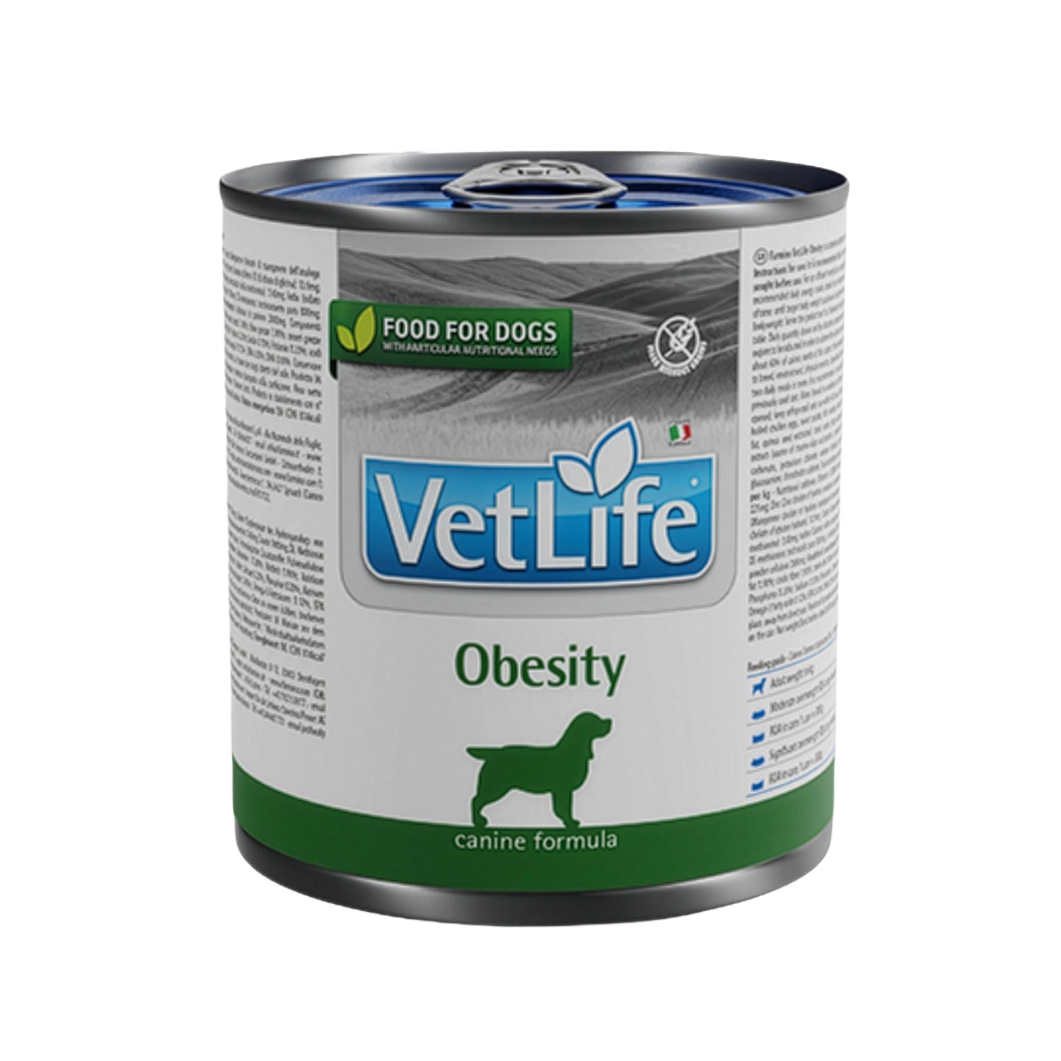 Vet Life Lata Obesity para Perros, alimento húmedo veterinario en lata con fórmula canina para control de peso.