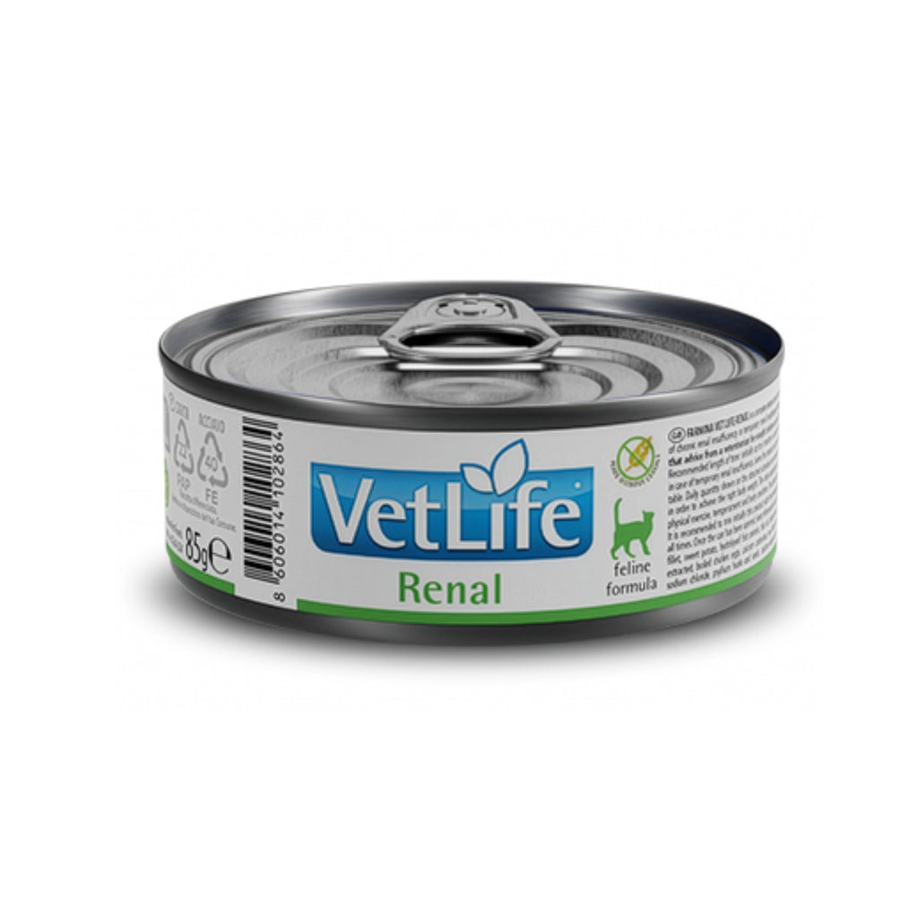 Vet Life Renal para Gatos en lata metálica con tapa abre fácil, alimento húmedo formulado para el cuidado renal felino