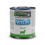 Vet Life Lata Renal para Perros con fórmula veterinaria renal en envase húmedo blanco y verde para perros