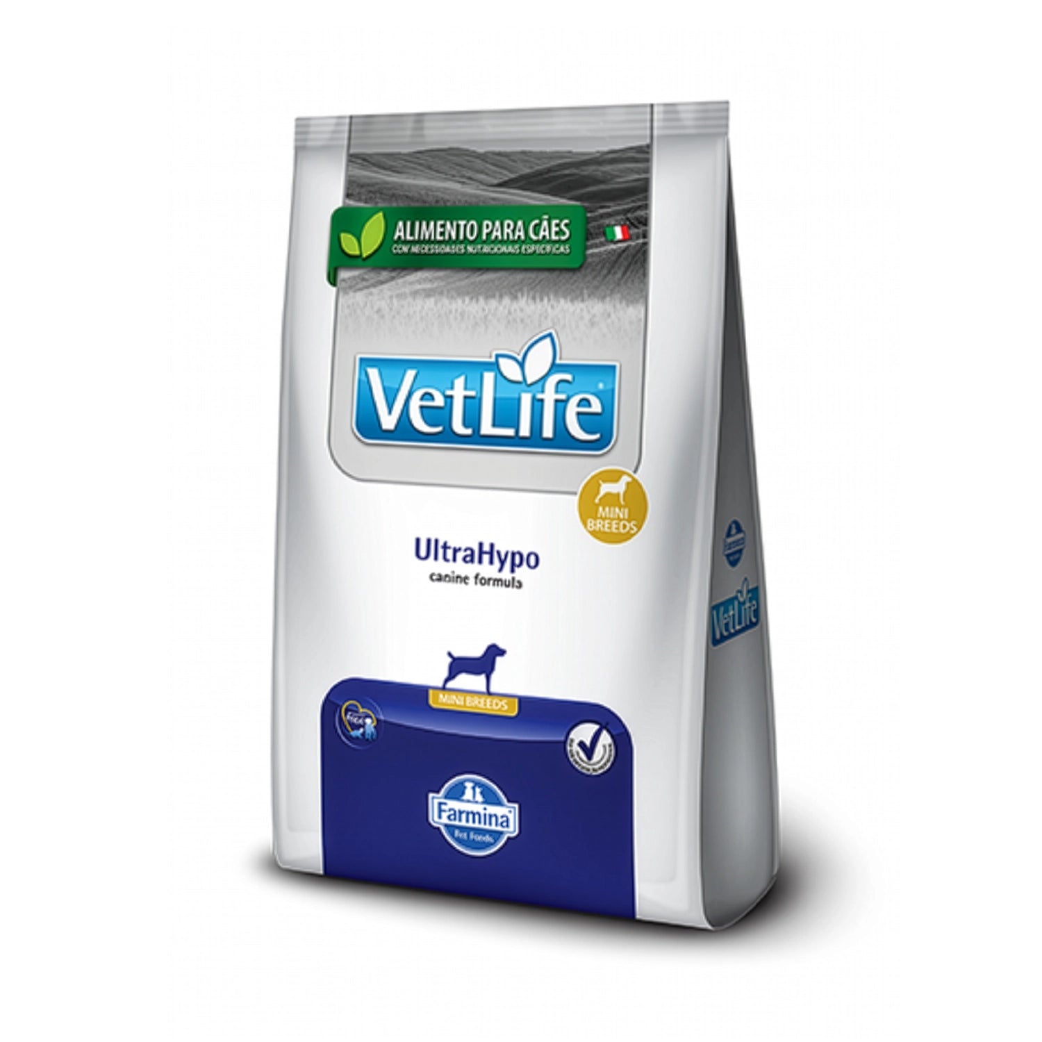 Vet Life UltraHypo para Perros Razas Mini en saco blanco y azul con fórmula veterinaria para sensibilidad alimentaria