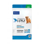 Perro Adulto Neutered Small & Toy Virbac HPM, alimento veterinario para perros pequeños esterilizados con diseño blanco y azul.