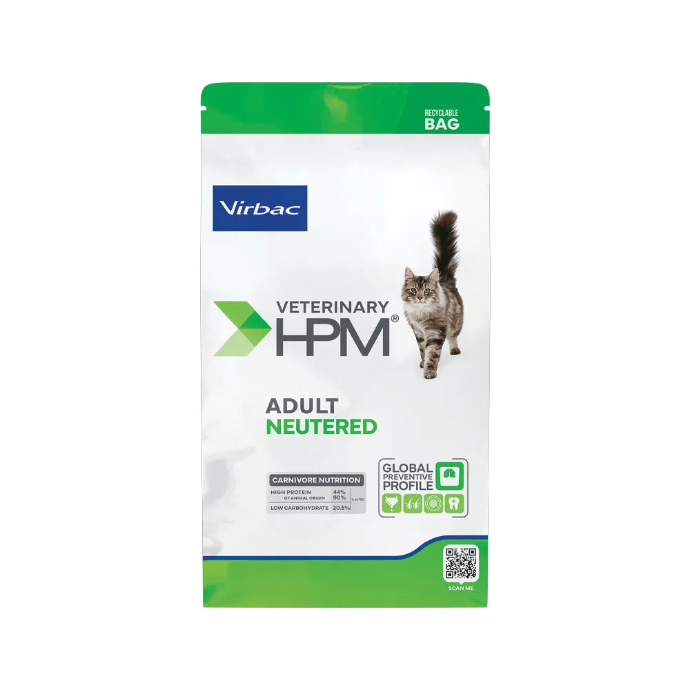Virbac HPM Neutered Gato Adulto, alimento veterinario para gatos esterilizados con fórmula balanceada.