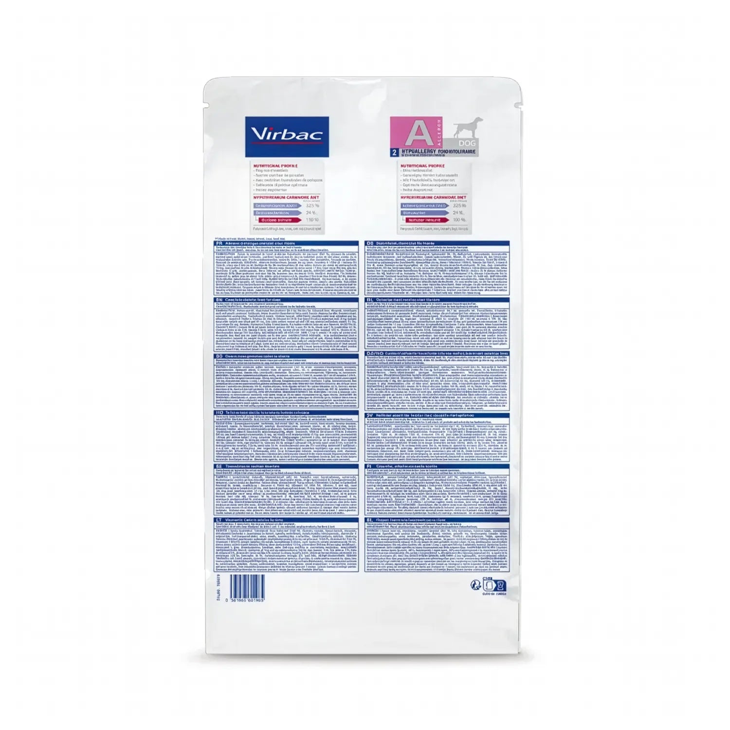 Bolsa de Perro Allergy A2 Virbac HPM Intolerancia alimentaria - Pescado, alimento hipoalergénico para perros con proteína de pescado.