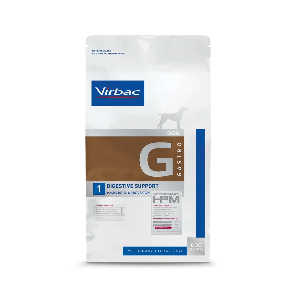 Bolsa de Perro Digestive Support Virbac HPM, dieta clínica para problemas digestivos en perros con fórmula veterinaria.