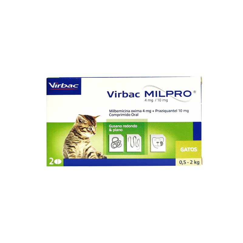 Milpro Virbac Antiparasitario Interno para Gatos - 0,5 a 2 kilos (2 comprimidos)