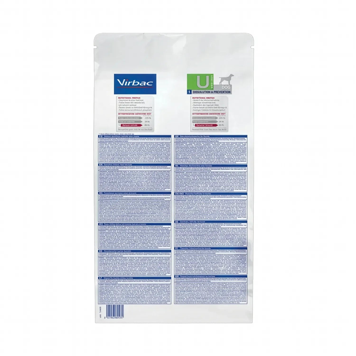Bolsa de Perro Urology Dissolution & Prevention Virbac HPM, alimento clínico para disolución y prevención de cálculos urinarios.