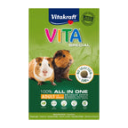 Vitakraft Vita Special para Cuyes Adultos, alimento balanceado con timothy y bajo calcio, presentado con dos cuyes.
