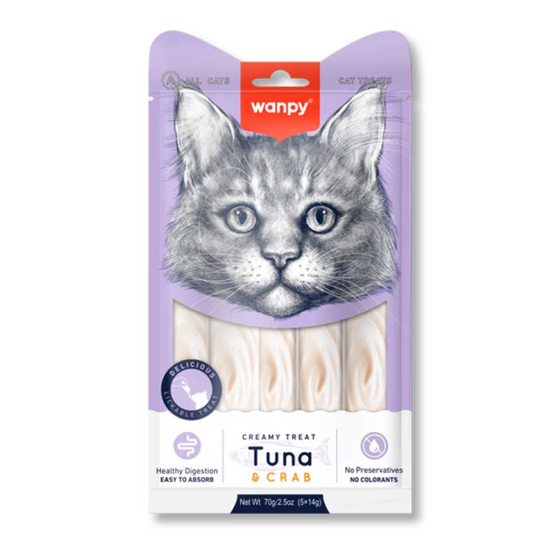 Snack Wanpy "Creamy Treat" Atún y Cangrejo para Gatos 70 g