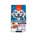 Wanpy Alimento Pato para Perros adultos, fórmula grain free con 84% de proteína animal y bocados horneados, bolsa de 1,5 kg.
