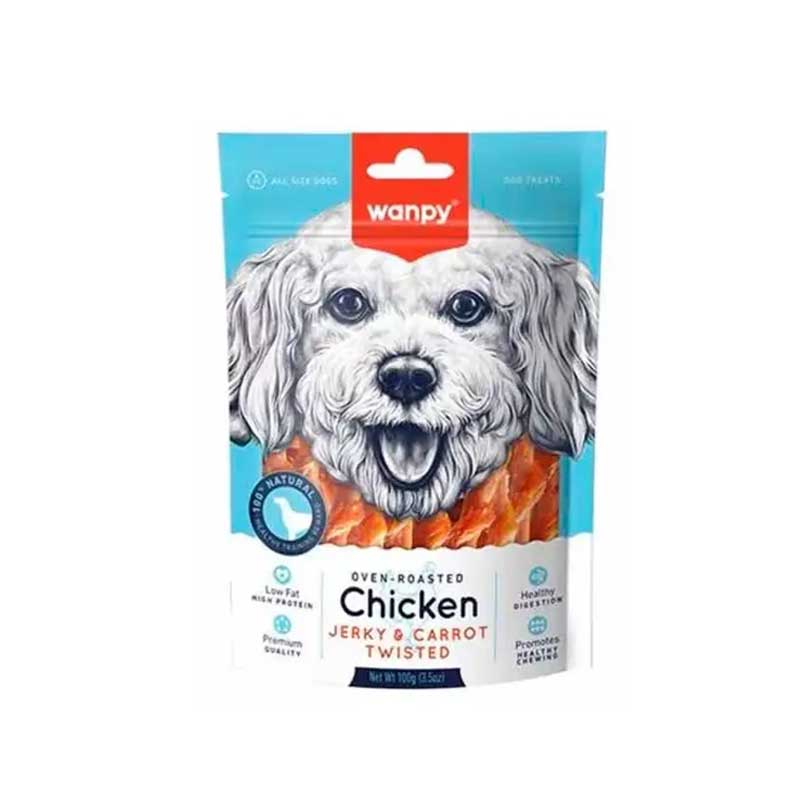 Snack Wanpy "Jerky & Carrot Twisted" Pollo para Perros 100 g