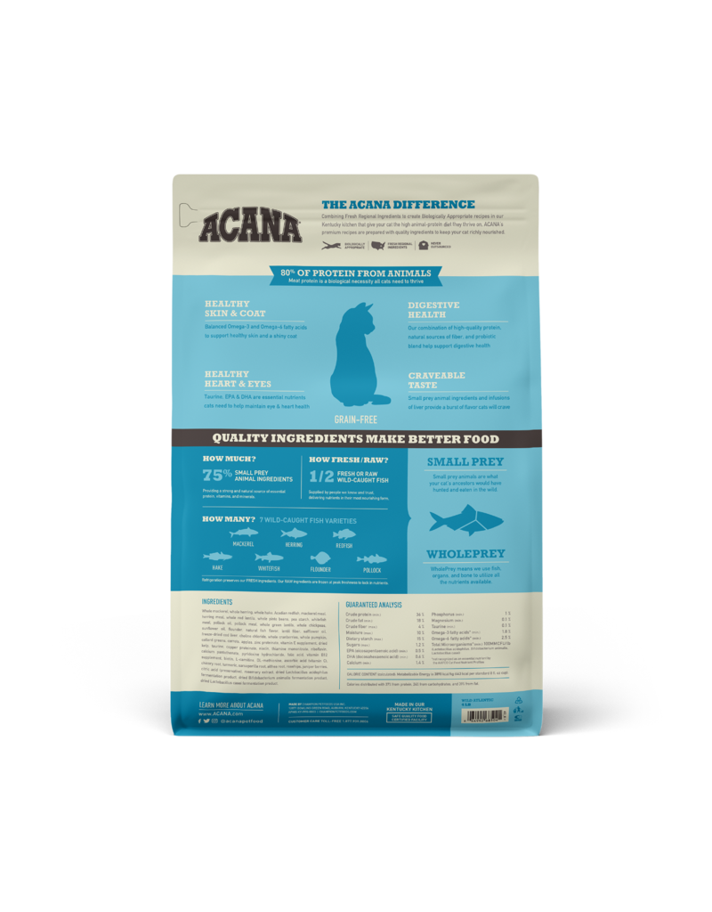 Acana Wild Atlantic para Gatos alimento seco para gatos con pescado salvaje del Atlántico, fórmula rica en proteína para todas las etapas.