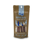 Winga Snack Bully Sticks para Perros en bolsa de 50 g con 3 unidades, ventana transparente e ilustraciones de perros.