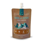 Winga Caldo de Huesos con Choritos para Gatos en pouch kraft con boquilla, ilustraciones de gatos y diseño natural premium