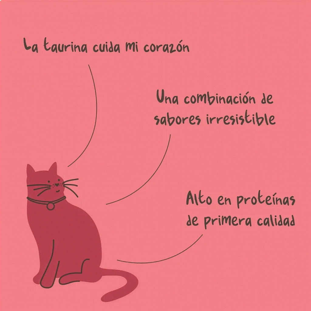 Winga Magic Salmón Pasta para Gatos en pouch de 90 g con tapa, textura cremosa, fórmula 100% natural e ilustración de gatos.