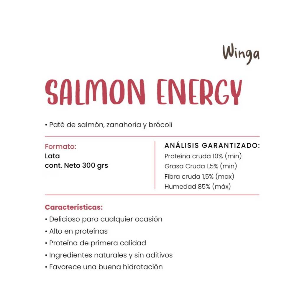 Winga Paté Salmon Energy para Perros 300 g