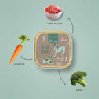 Winga Paté Wild Pork para Perros en envase de 300 g, paté de cerdo con tapa reciclable e ilustraciones de perro y gato.