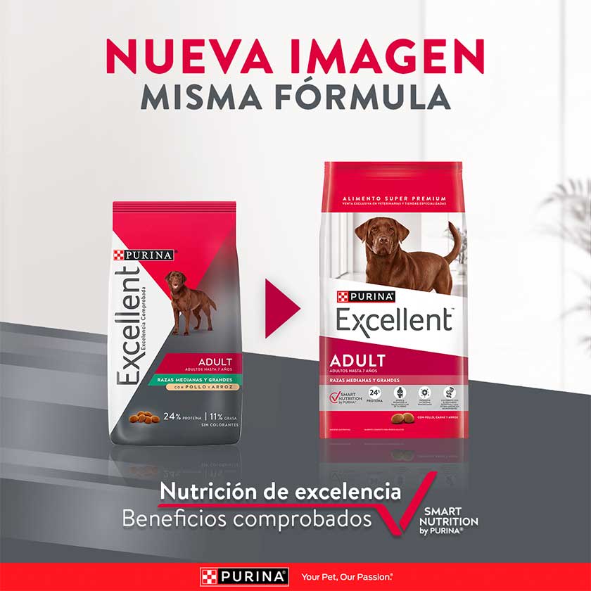 Purina Excellent Perro Pollo y Arroz Adulto Raza Grande 12 Kg