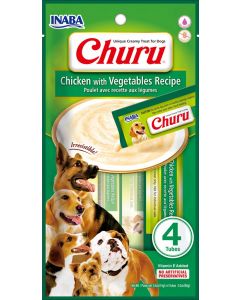 Snack Cremoso "CIAO Churu" de Pollo y Vegetales para Perros - 4 tubos